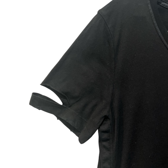 Helmut Lang slashed sleeve distressed hem black top size medium - Picture 2 of 7